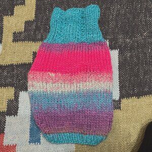Dog Sweater, Turtleneck Knit Sweater, Bright Multi-Color, XS